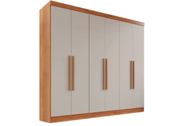guarda-roupa casal frança cinamomo off white com 6 portas 2 gavetas