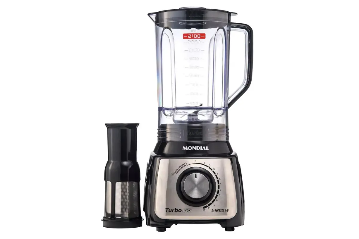 Liquidificador Mondial Turbo 1200w 3L Inox L-1200 Preto liquidificador mondial turbo inox 1200w l-1200 preto