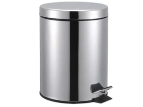 lixeira de inox com cesto com pedal e balde removível 5 litros