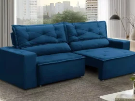 sofá retrátil e reclinável livia suede adonai estofados 3 lugares com molas 1,80m