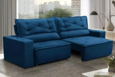 sofá retrátil e reclinável livia suede adonai estofados 3 lugares com molas 1,80m