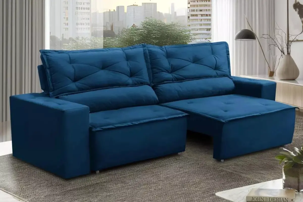 Sofá Retrátil e Reclinável 3 Lugares Com Molas Livia Suede Adonai Estofados 1,80m sofá retrátil e reclinável livia suede adonai estofados 3 lugares com molas 1,80m