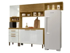 cozinha compacta sara marrocos off white mx móveis com 5 portas e 2 gavetas