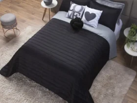 kit cobre leito romance queen dupla face com almofada de nó com 8 peças
