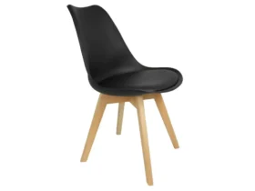 kit com 4 cadeiras estofada eames leda com base de madeira inova