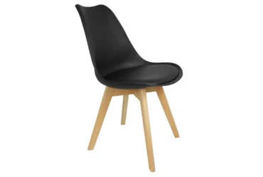 kit com 4 cadeiras estofada eames leda com base de madeira inova