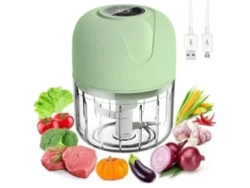 mini processador elétrico de alimentos portátil de aço inox com 3 lâminas 250 ml usb bivolt