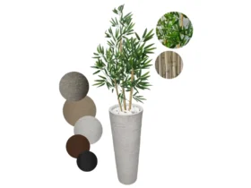 bambu artificial de 160cm com vaso em grafiato mármore com pedra de decoração