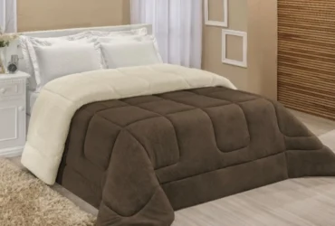 coberdrom casal queen sherpa 2,40m x 2,20m pele de carneiro