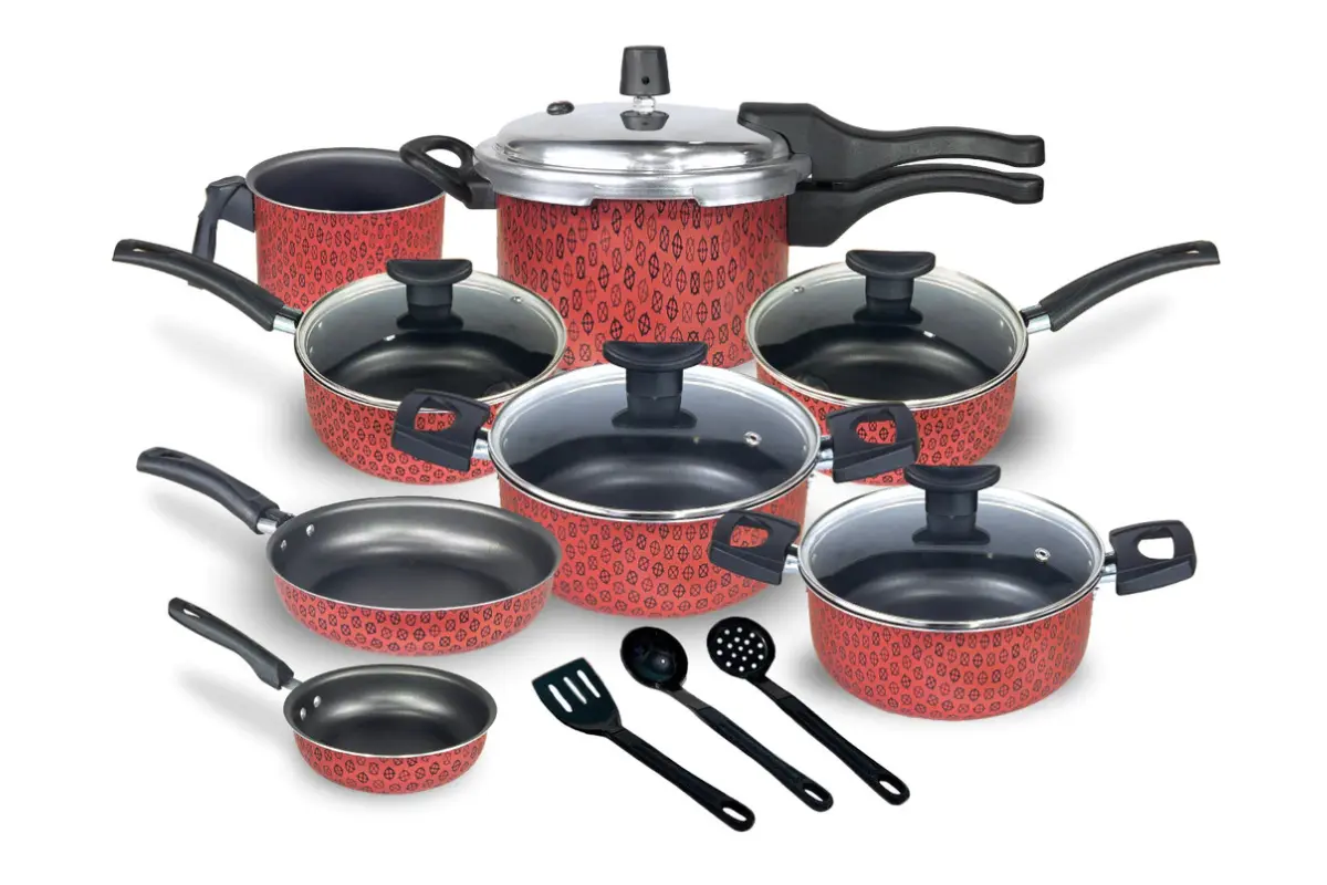 Jogo de Panelas De Teflon Munique Com 11 Peças Com Panela De Pressão De Fechamento Externo De 2.5L jogo de panelas de teflon com 11 peças munique com panela de pressão de fechamento externo de 2.5l