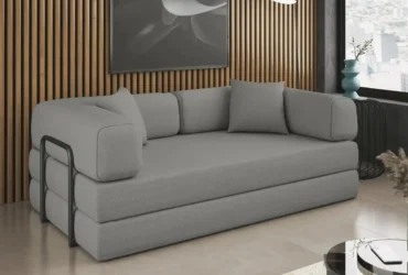 sofá cama com colchão de espuma à vácuo sala balaqui compactair