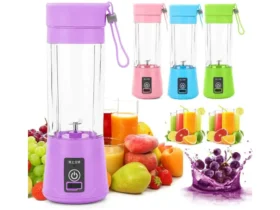 mini liquidificador portátil shake 380ml com 6 lâminas inoxidável