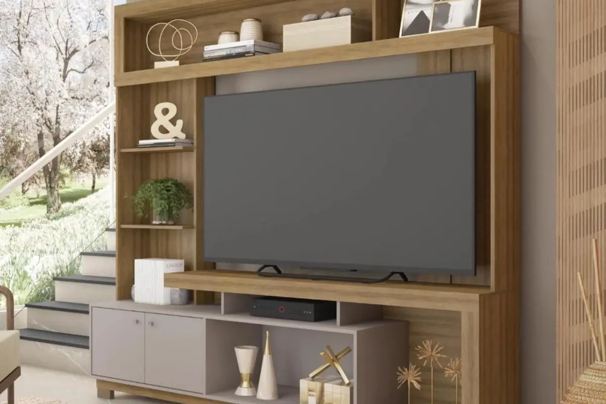 Estante Home Bambam Para TV até 65 Polegadas Marrom Caemmun estante home bambam para tv até 65 polegadas caemmun marrom