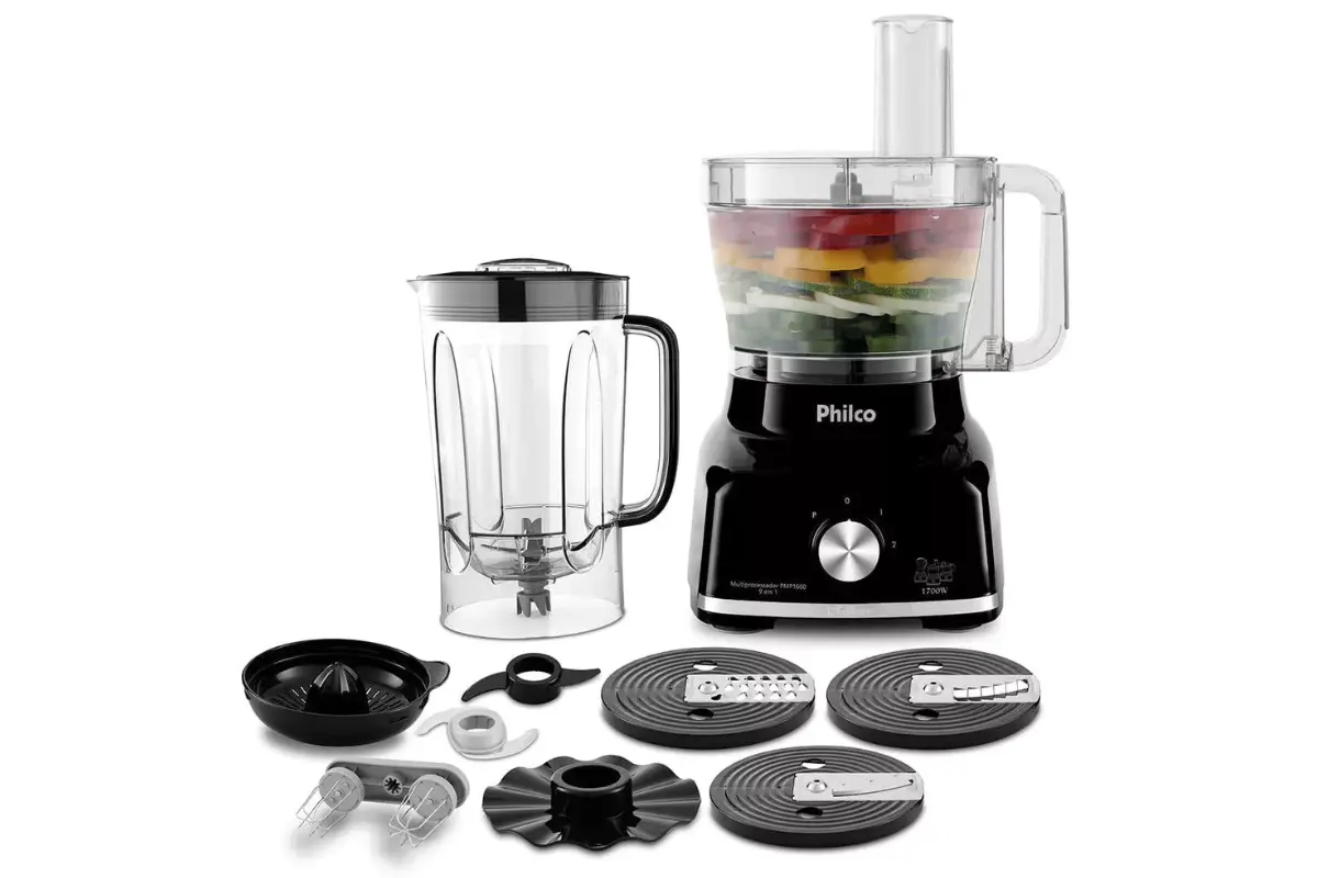 Multiprocessador Philco 1700W 9 em 1 Preto PMP1600P multiprocessador philco 1700w 9 em 1 pmp1600p preto
