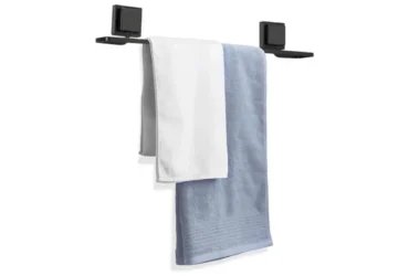 suporte porta toalha de banho para banheiro com fita 3m sem furo preto
