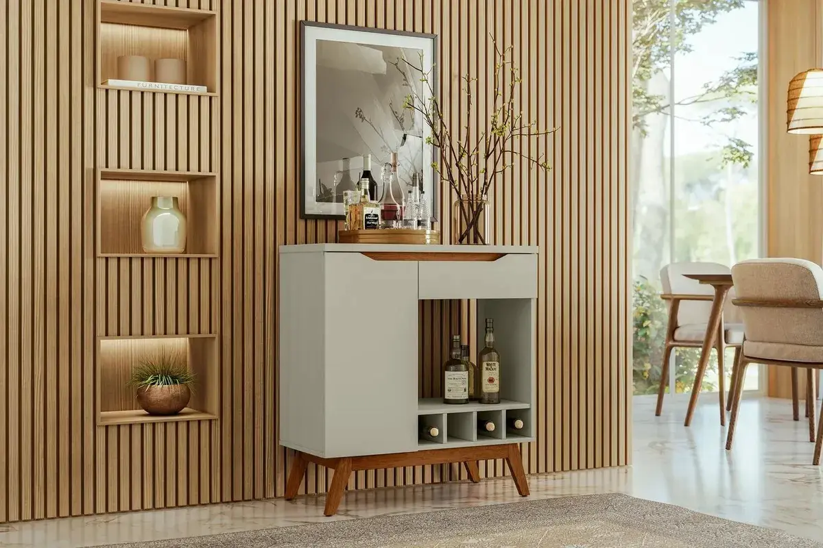 Aparador Retrô Adega Tóquio Com 1 Porta e 1 Gaveta Off White Olivar Móveis aparador retrô adega tóquio olivar móveis com 1 porta e 1 gaveta off white