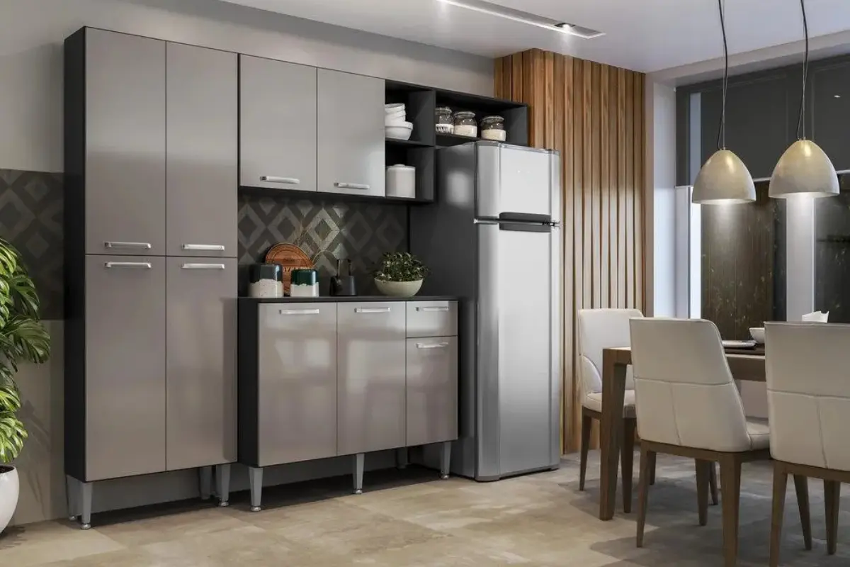 armário de cozinha compacta completa com balcão incluso pequim multimóveis v2933