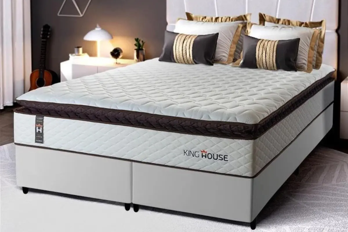 conjunto cama box espuma san diego king branco 193x203x67 king house